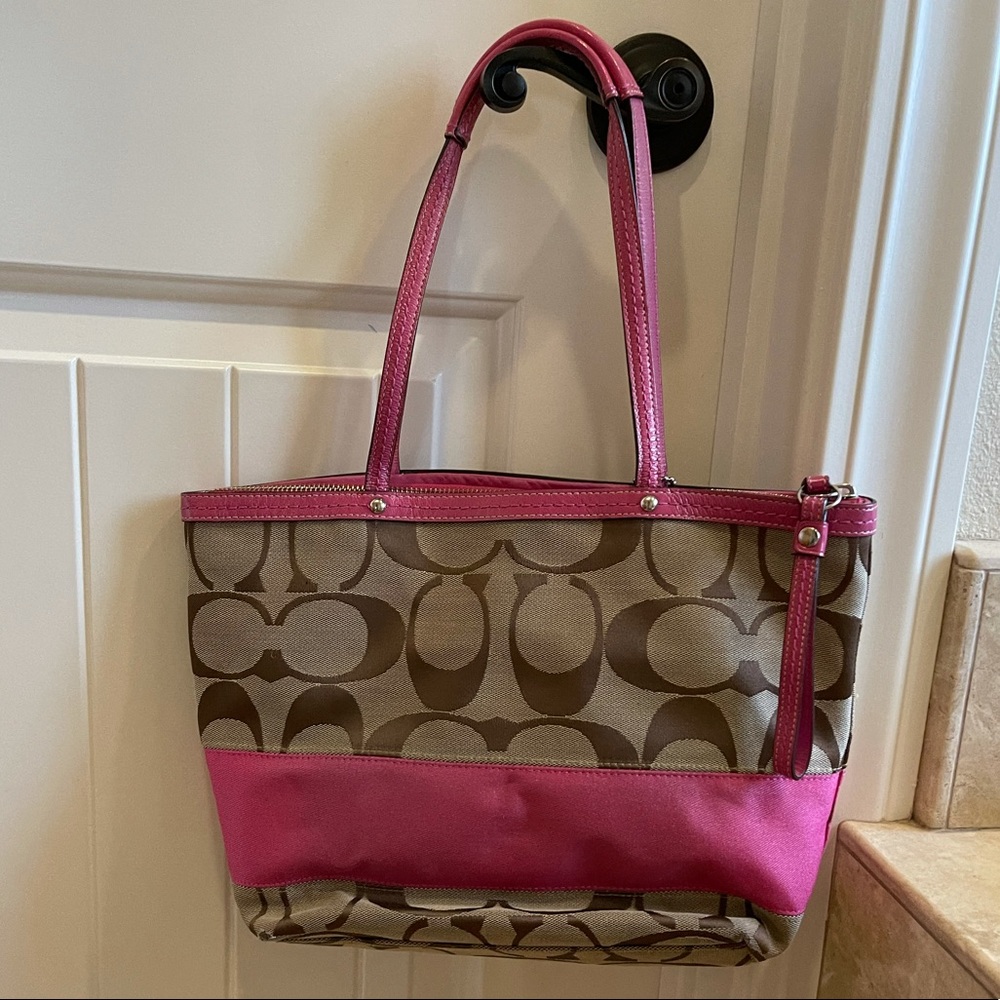 Coach Signature Stripe Tote - Picture 2 of 11